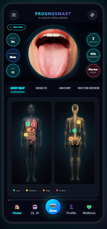 PrognoSmart mobile app interface preview