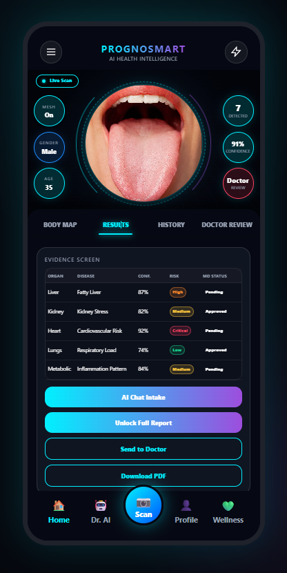 PrognoSmart app visual health analysis interface
